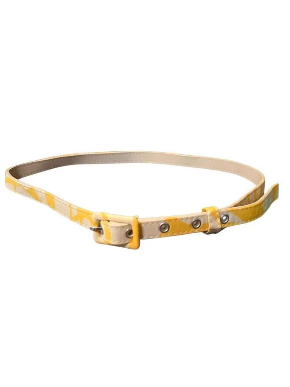 Yellow and Cream Skinny Belt Thin Retro